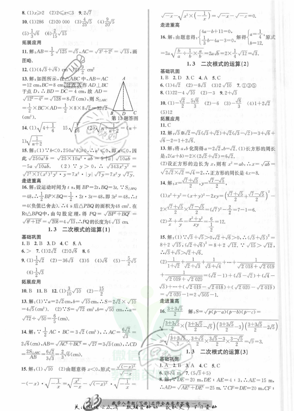 名师金典八年级下册数学浙教版参考答案.pdf 第6页