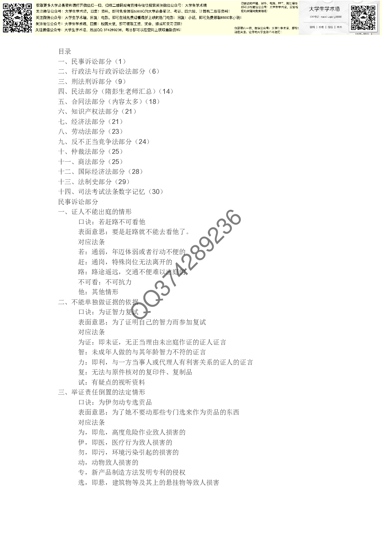 司法考试全部记忆口诀.pdf 第1页