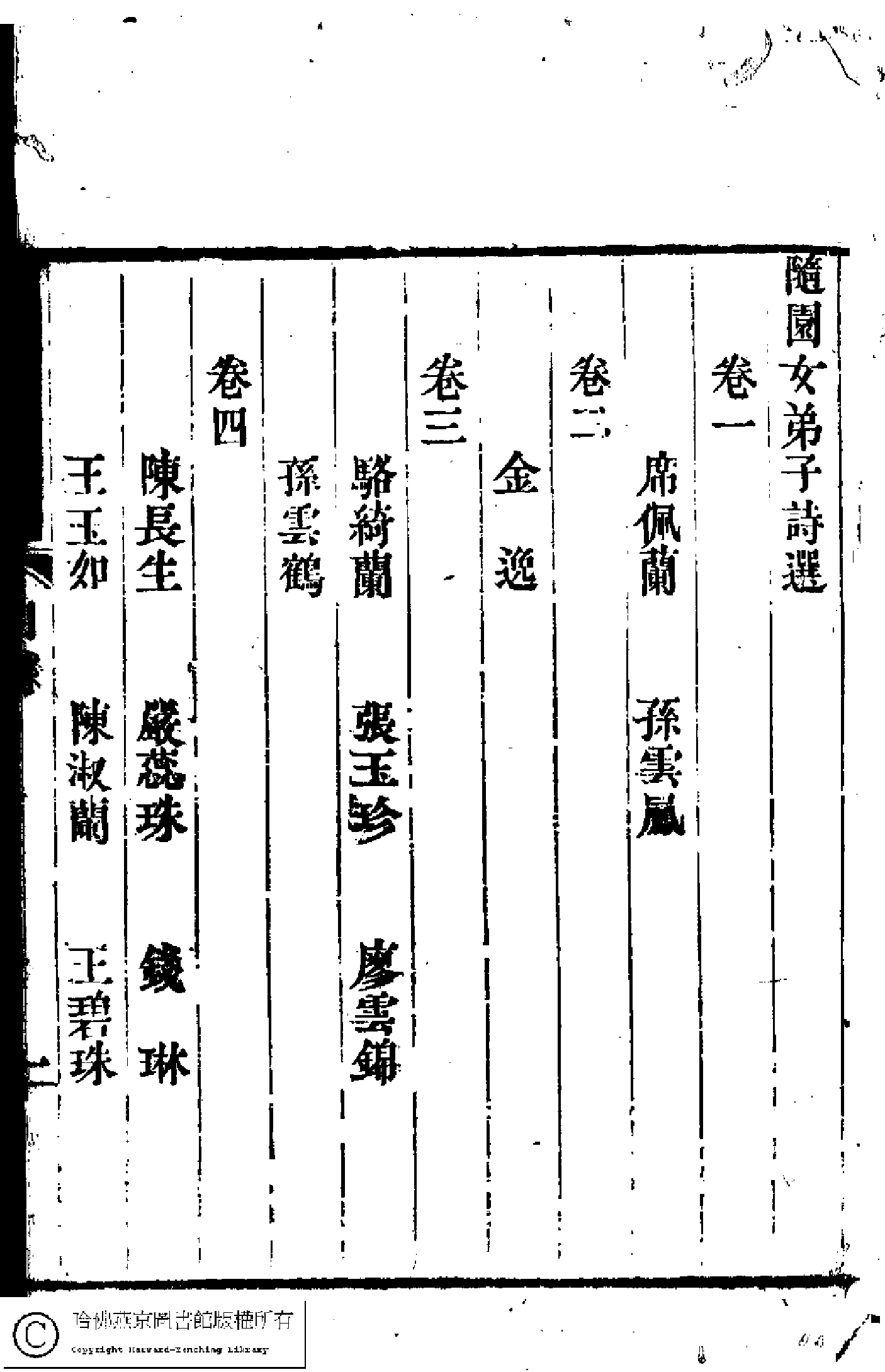 隨園女弟子詩選﹕六卷(清袁枚輯)。淸嘉慶道光年間(1796-1850)坊刻巾箱本。.pdf 第5页