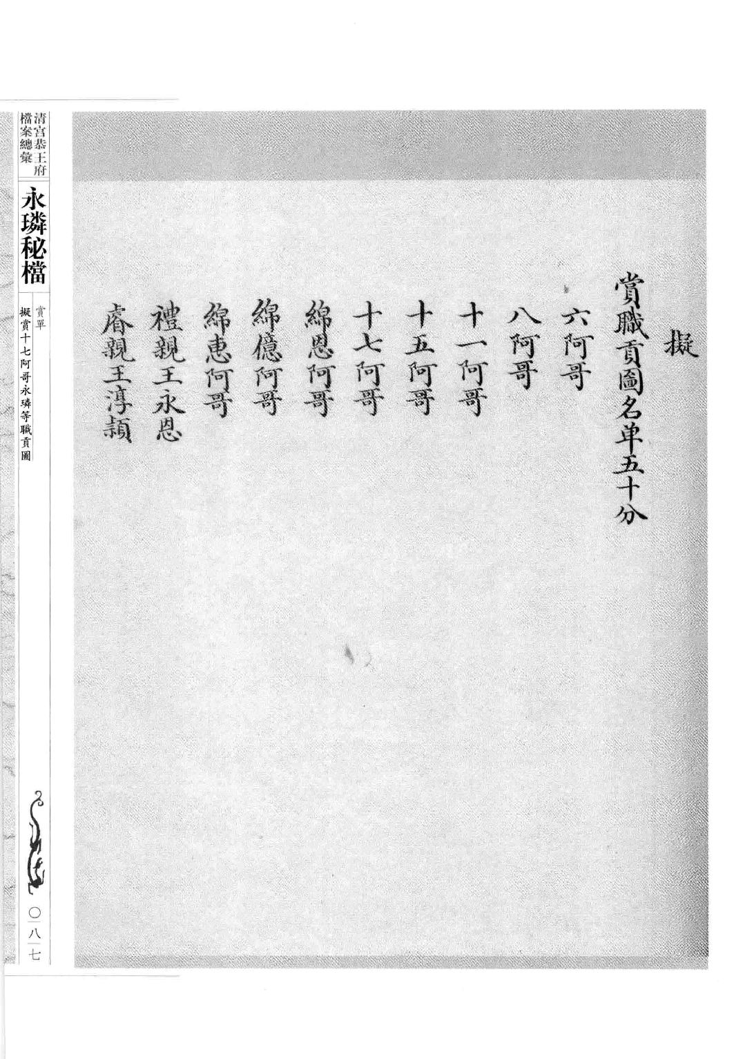 清宫恭王府档案总汇 永璘秘档_2.pdf 第1页