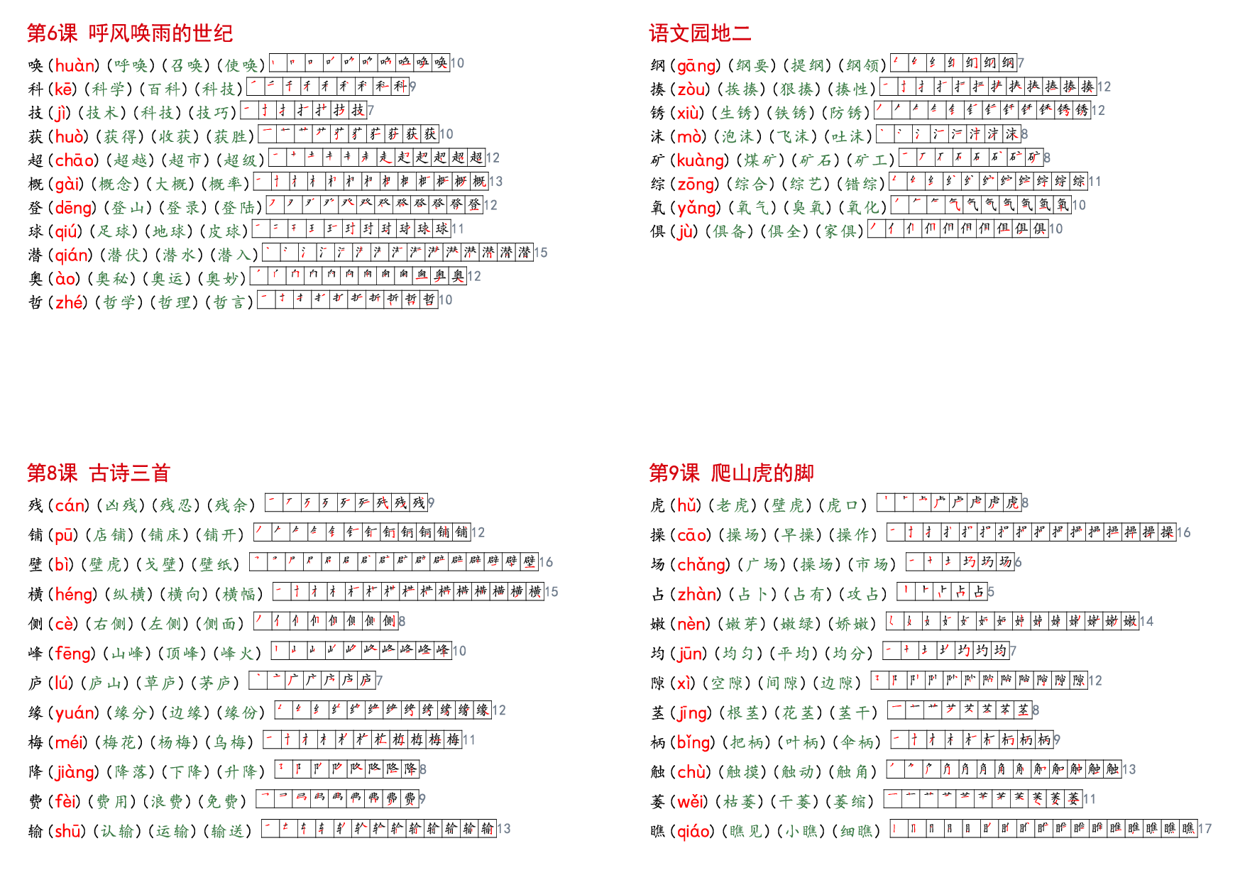 四上语文【课课贴】生字组词笔顺.pdf 第2页