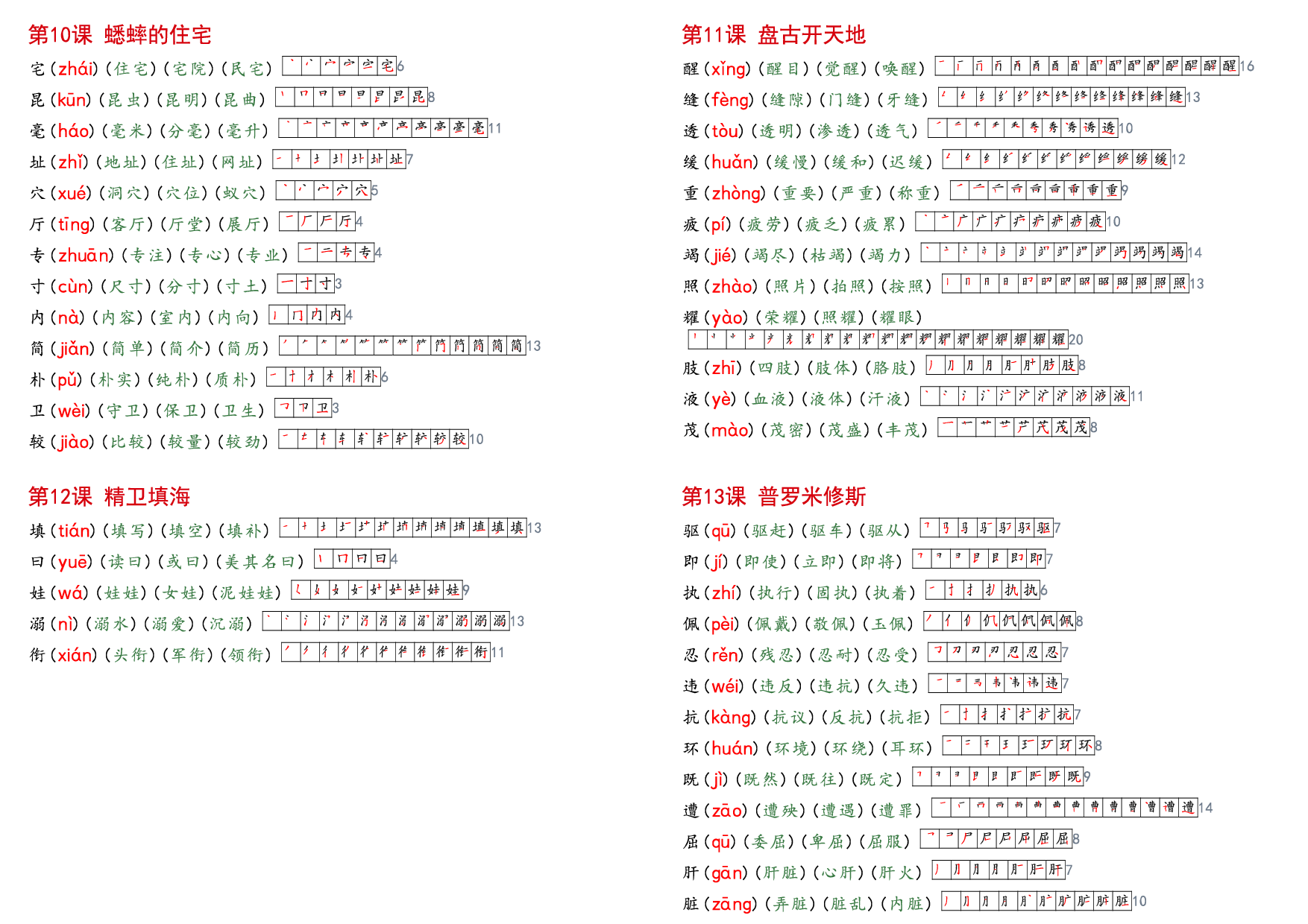四上语文【课课贴】生字组词笔顺.pdf 第3页