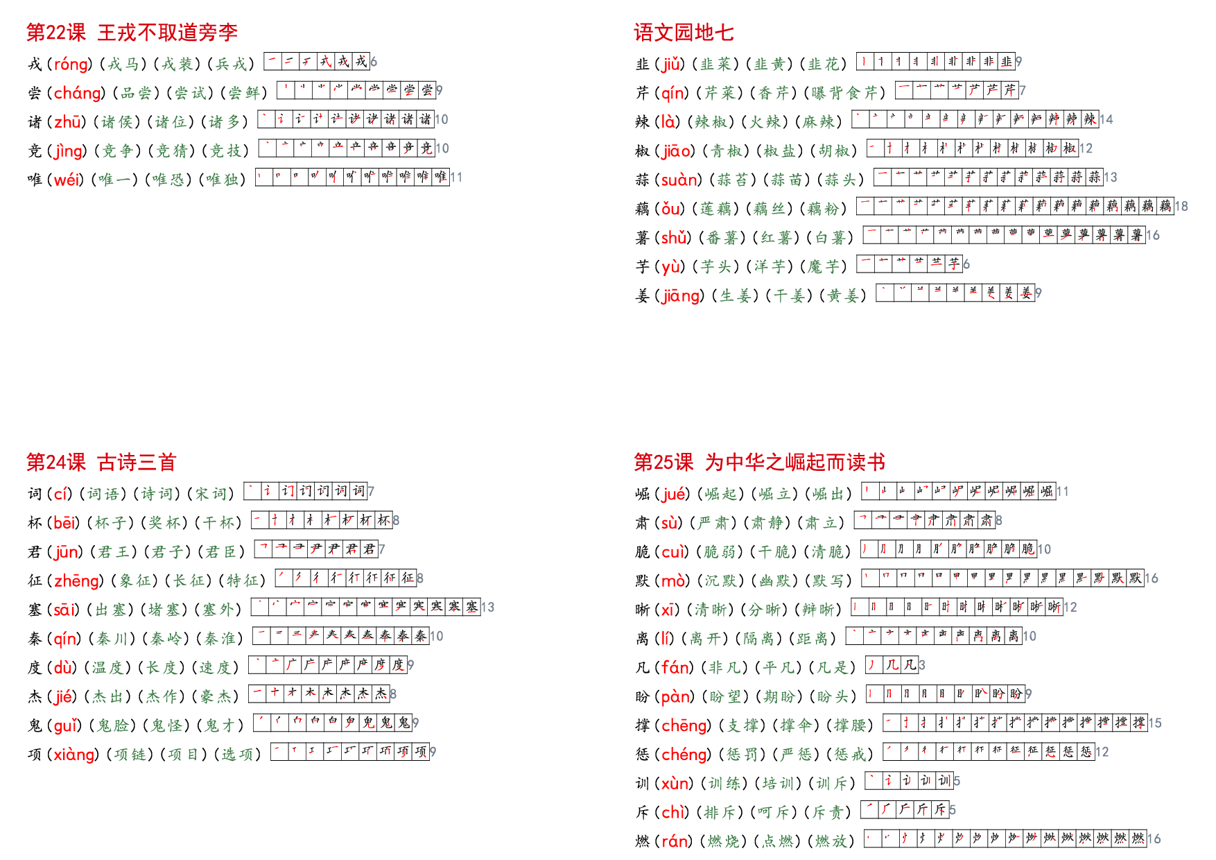 四上语文【课课贴】生字组词笔顺.pdf 第6页