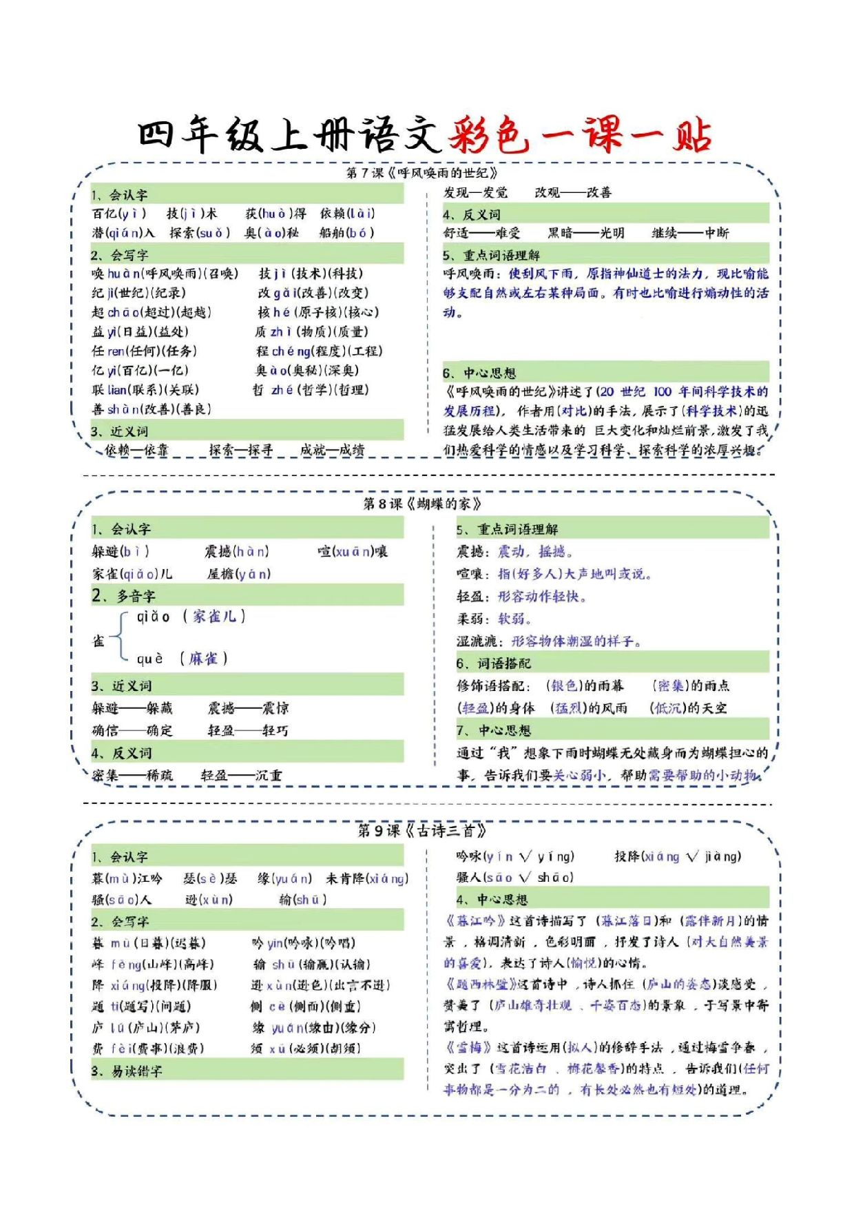 四年级语文上册课课贴（彩色版）.pdf 第3页