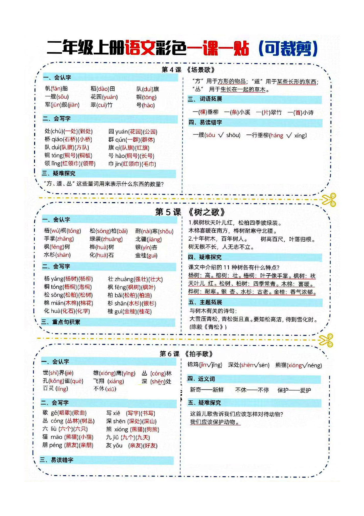 二年级上册语文课课贴彩色一课一贴（1-4单元）.pdf 第2页
