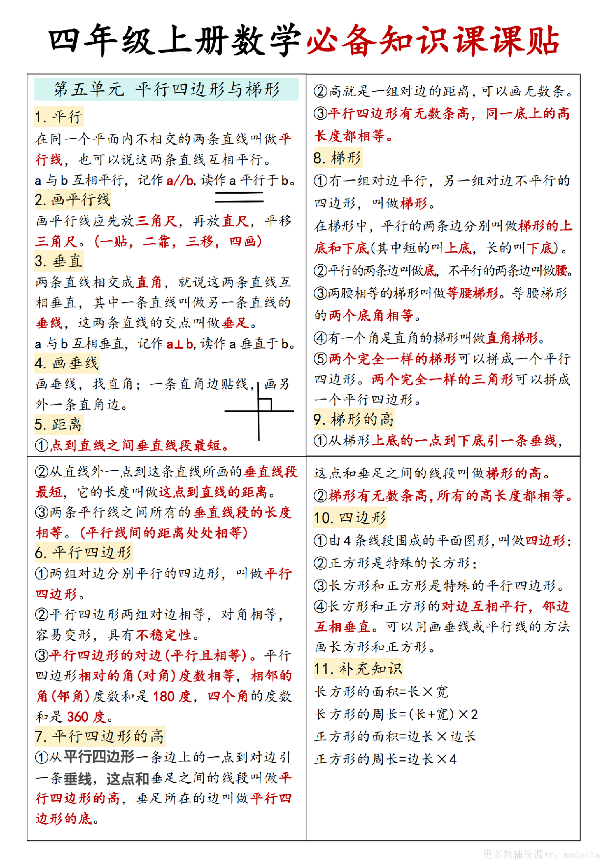 四上人教版数学【必备知识点课课贴】.pdf 第3页