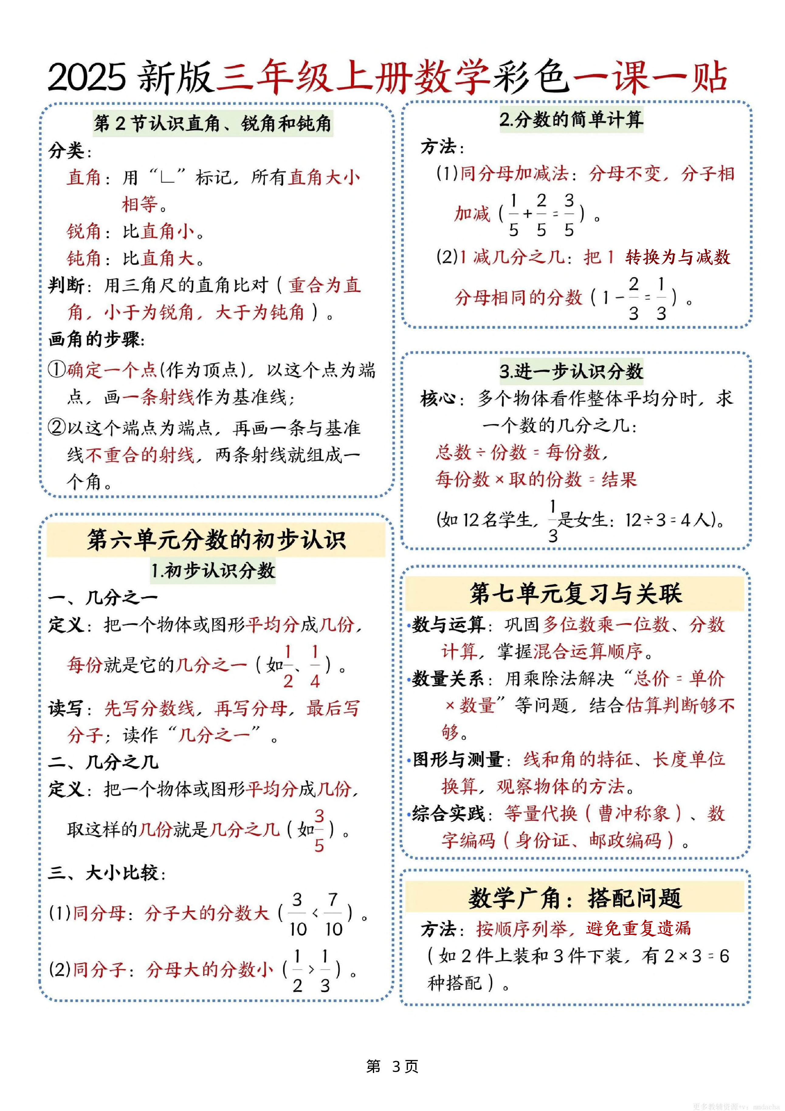 【25新版三上数学彩色一课一贴（3页）.pdf 第3页