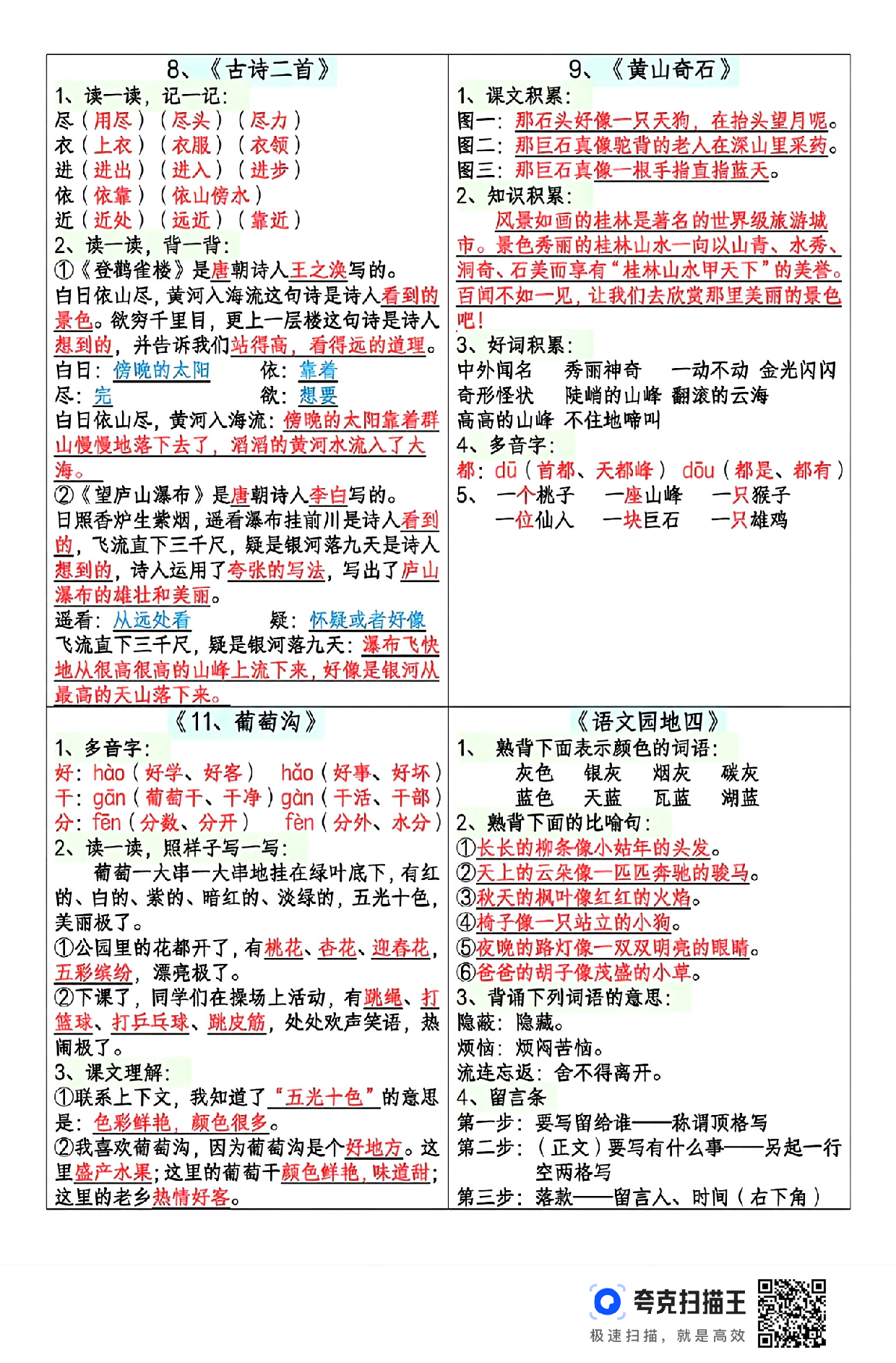 8.29二年级上册语文每课生字组词造句课课贴.pdf 第4页