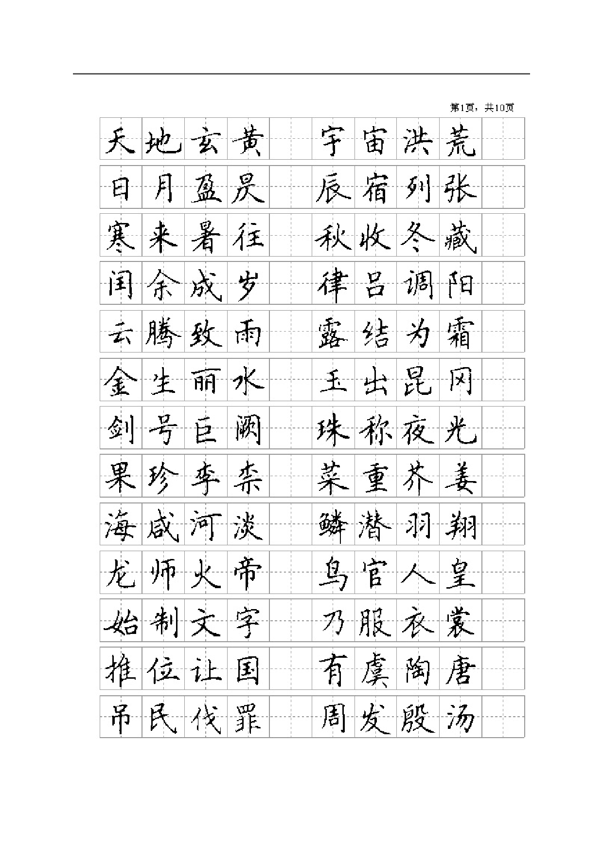 千字文楷体字帖(精典).pdf 第1页