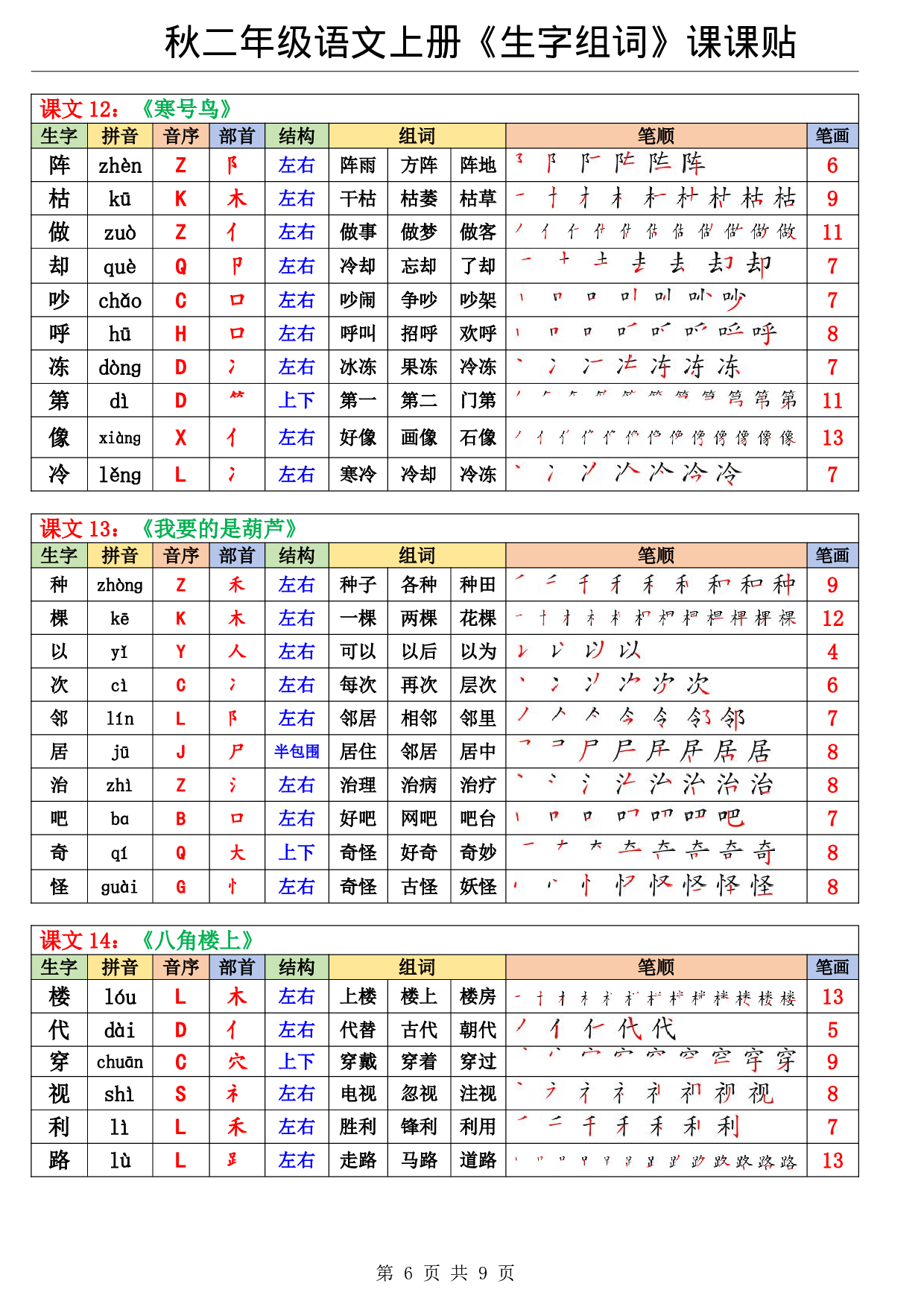 《生字组词课课贴》二年级上册（25秋）.pdf 第6页