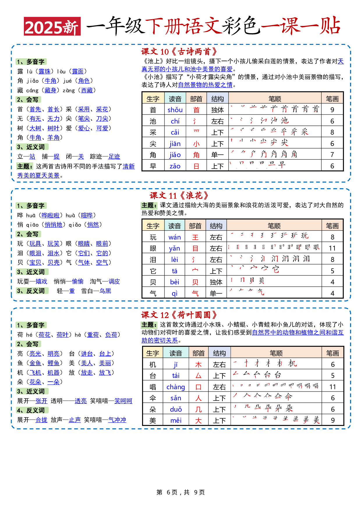小学语文《课课贴》1年级下册（2025春）.pdf 第6页