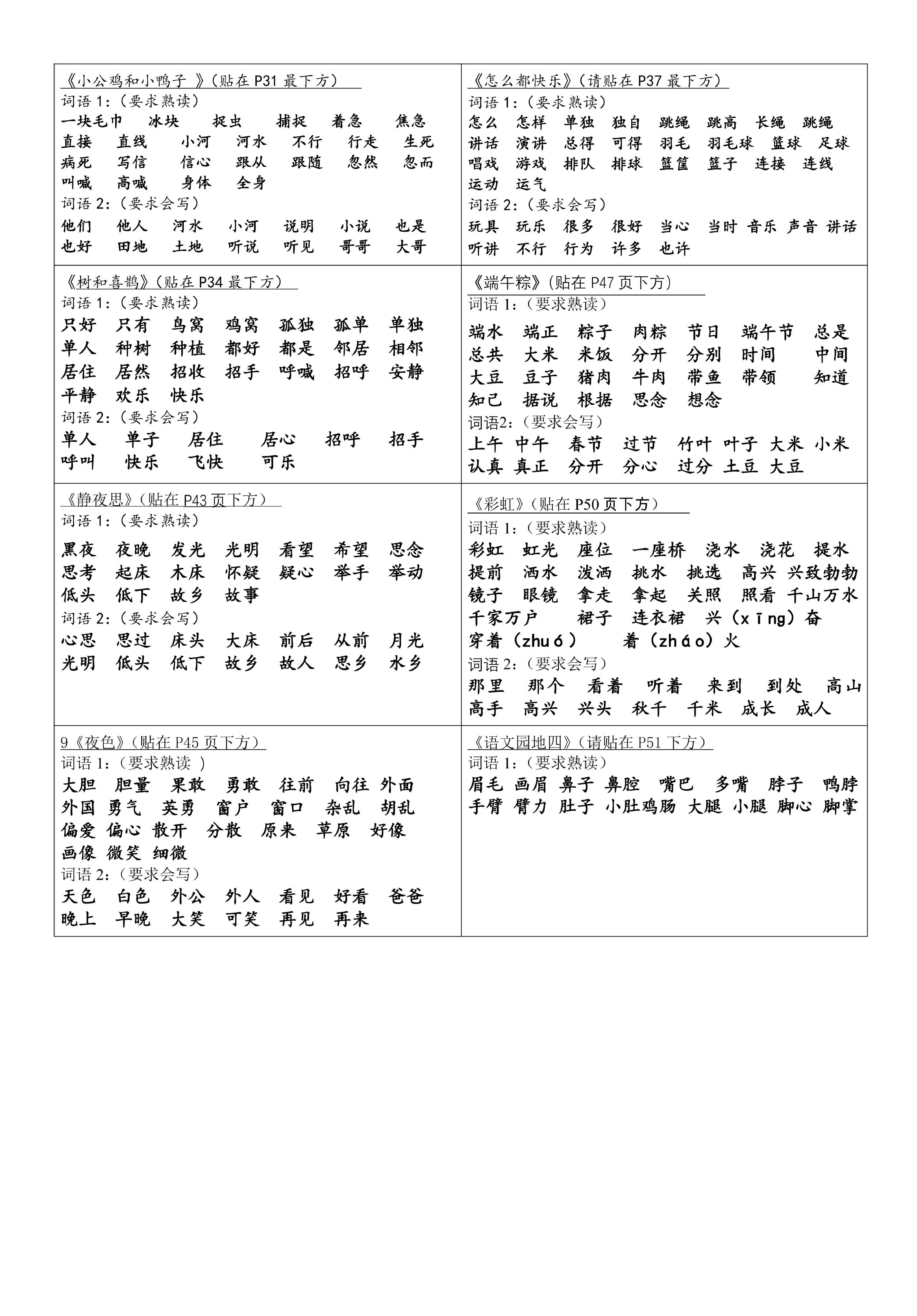 小学语文《课课贴》1年级下册（2024春）.pdf 第2页