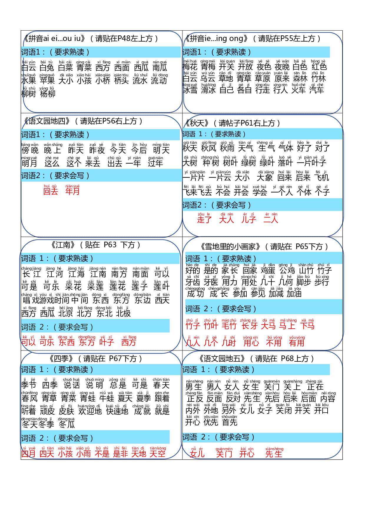 2025年新版彩色课课贴一上.pdf 第2页