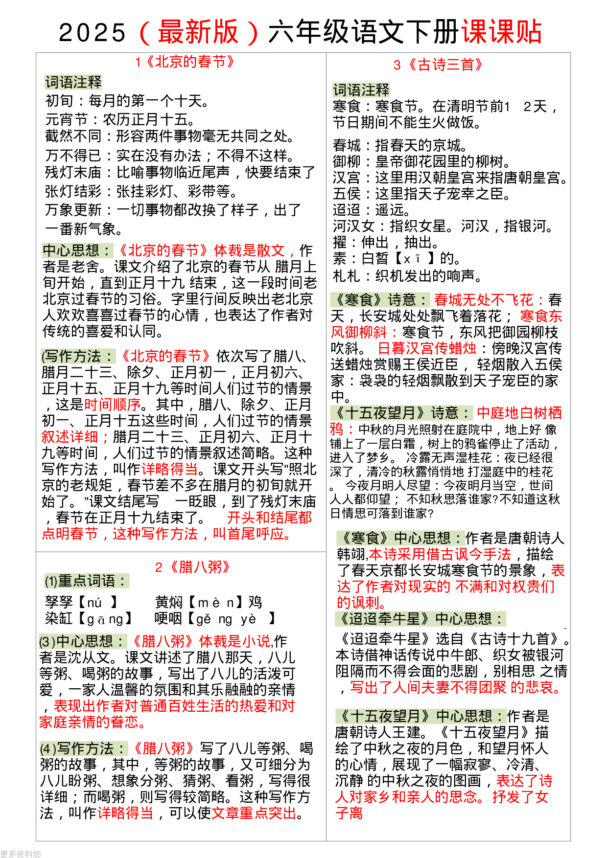 《课课贴》6年级下册（2025春）.pdf 第1页