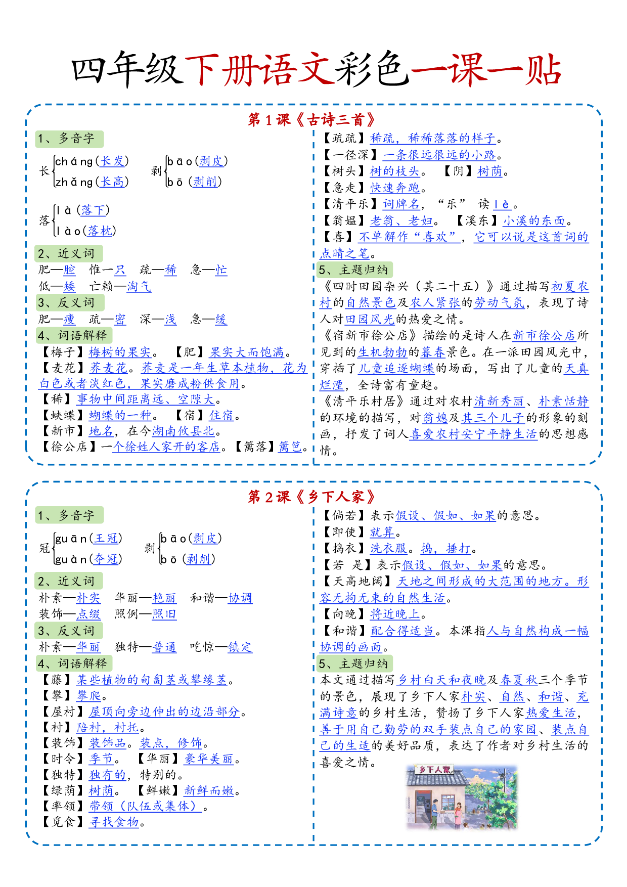 小学语文《课课贴》4年级下册（2025春）.pdf 第1页