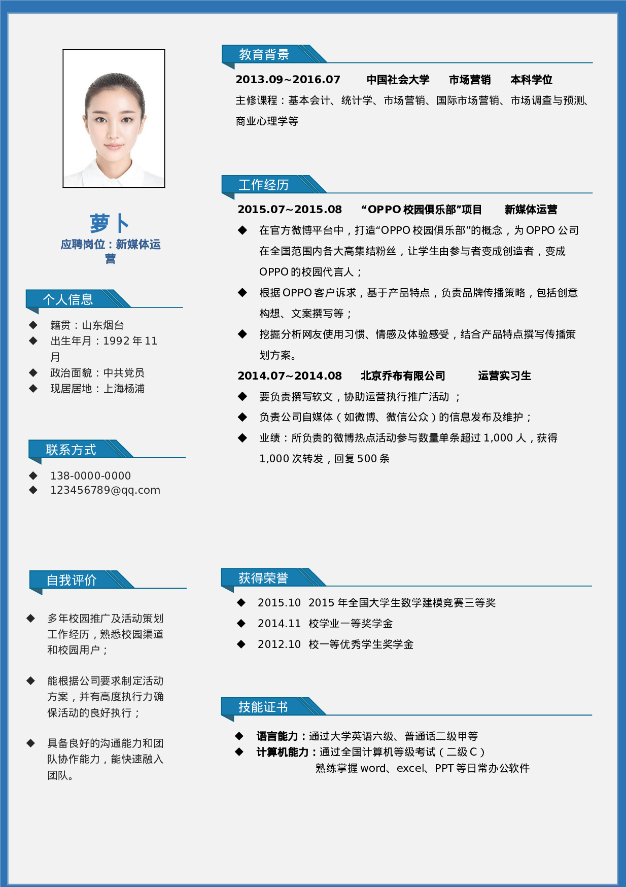 091、简历模板.doc 第1页