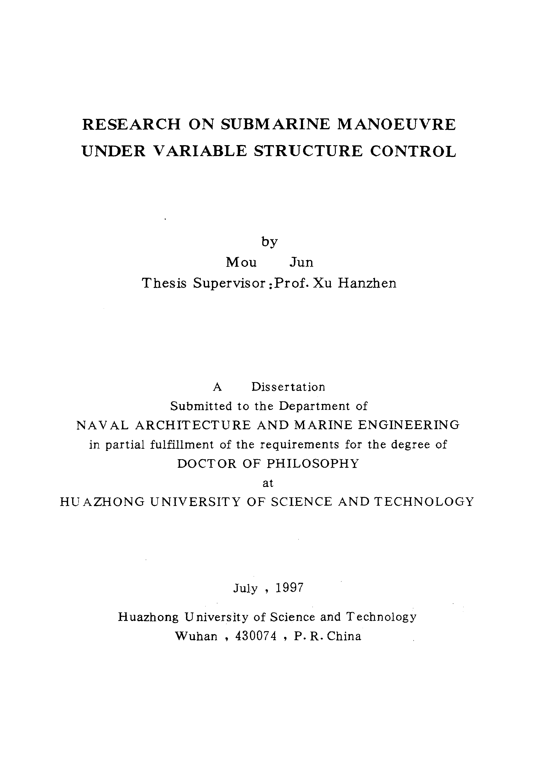 变结构控制下的潜艇操纵运动研究-牟军华中科技大学-14000782.pdf 第2页