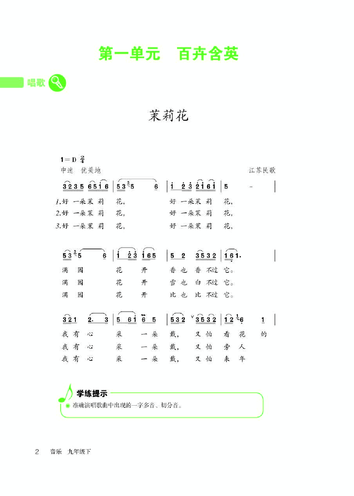 人教版9年级音乐下册【高清教材】简谱.pdf 第6页
